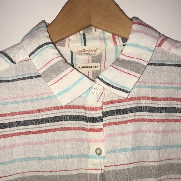 Weatherproof Vintage Linen striped tie front blouse size M New With Tags - Picture 7 of 11